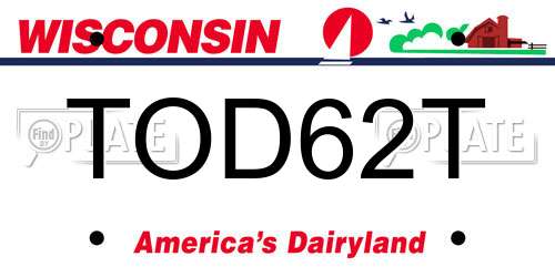 TOD62T Wisconsin License Plate