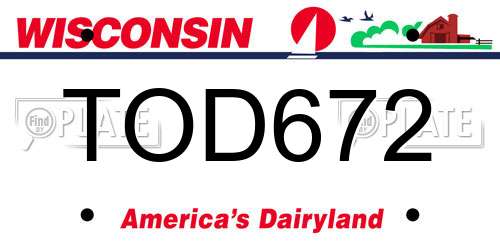TOD672 Wisconsin License Plate