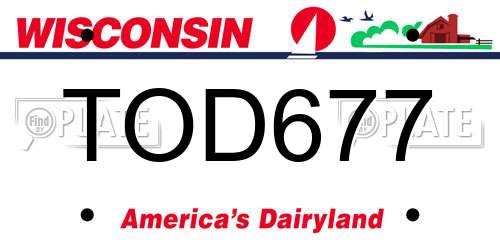 TOD677 Wisconsin License Plate
