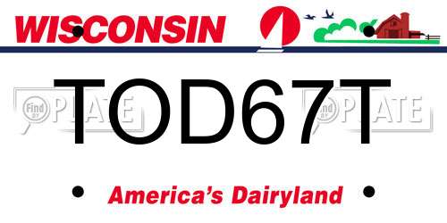 TOD67T Wisconsin License Plate