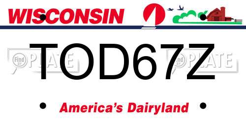 TOD67Z Wisconsin License Plate