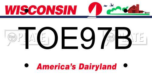 TOE97B Wisconsin License Plate