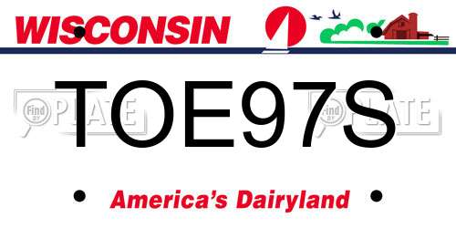 TOE97S Wisconsin License Plate