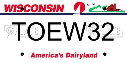 TOEW32 Wisconsin License Plate