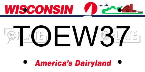 TOEW37 Wisconsin License Plate