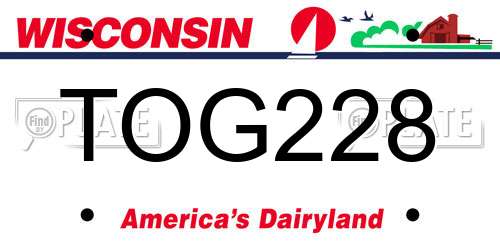 TOG228 Wisconsin License Plate