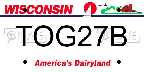 TOG27B Wisconsin License Plate