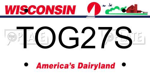 TOG27S Wisconsin License Plate