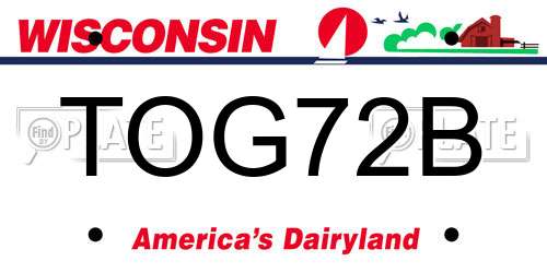 TOG72B Wisconsin License Plate