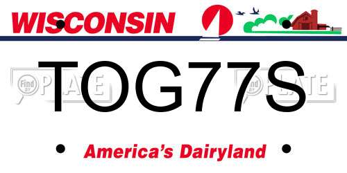 TOG77S Wisconsin License Plate