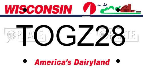 TOGZ28 Wisconsin License Plate
