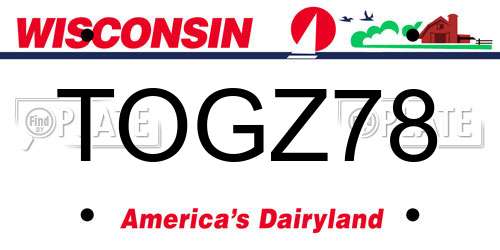 TOGZ78 Wisconsin License Plate