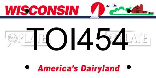 TOI454 Wisconsin License Plate