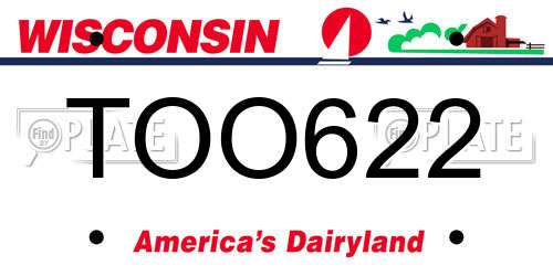 TOO622 Wisconsin License Plate