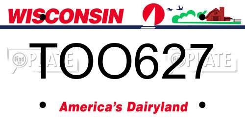 TOO627 Wisconsin License Plate