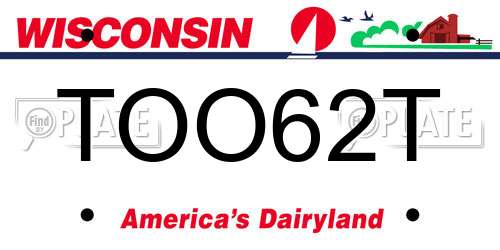 TOO62T Wisconsin License Plate