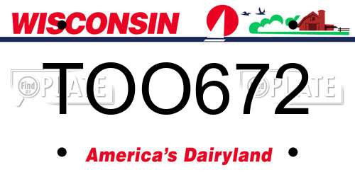 TOO672 Wisconsin License Plate