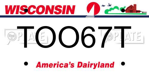 TOO67T Wisconsin License Plate
