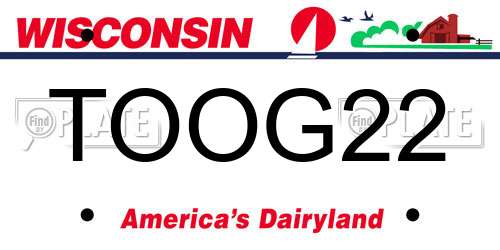 TOOG22 Wisconsin License Plate