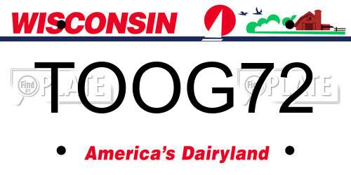 TOOG72 Wisconsin License Plate
