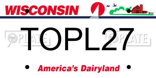 TOPL27 Wisconsin License Plate