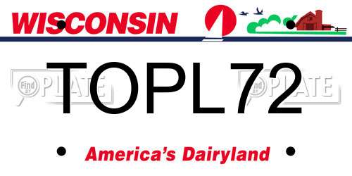 TOPL72 Wisconsin License Plate