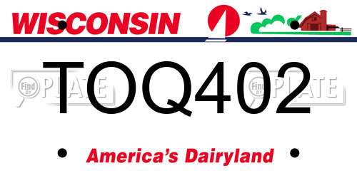 TOQ402 Wisconsin License Plate