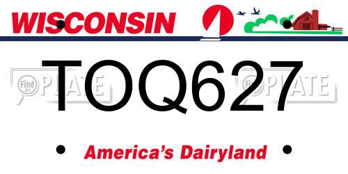 TOQ627 Wisconsin License Plate