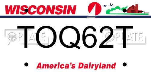 TOQ62T Wisconsin License Plate