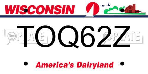 TOQ62Z Wisconsin License Plate