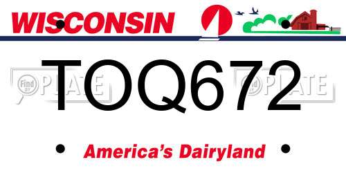 TOQ672 Wisconsin License Plate