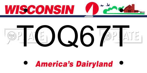 TOQ67T Wisconsin License Plate