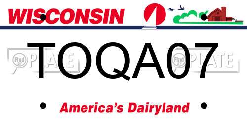 TOQA07 Wisconsin License Plate