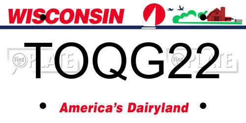 TOQG22 Wisconsin License Plate