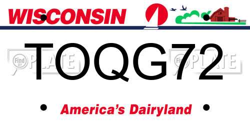 TOQG72 Wisconsin License Plate