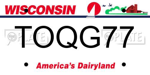 TOQG77 Wisconsin License Plate