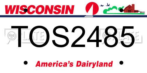TOS2485 Wisconsin License Plate