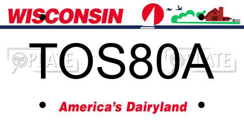 TOS80A Wisconsin License Plate