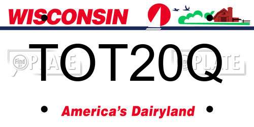 TOT20Q Wisconsin License Plate