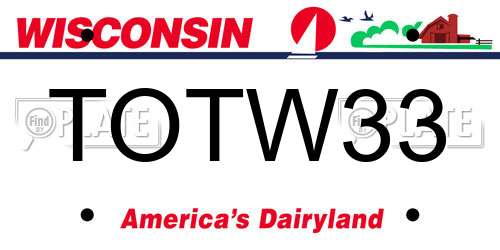TOTW33 Wisconsin License Plate