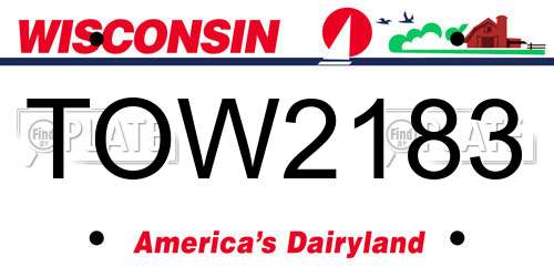 TOW2183 Wisconsin License Plate