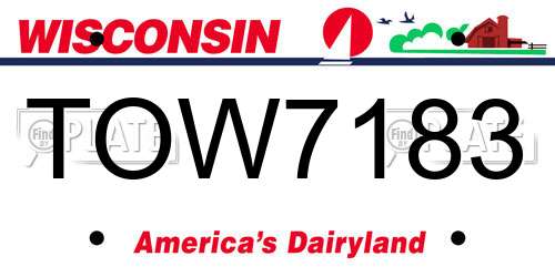 TOW7183 Wisconsin License Plate