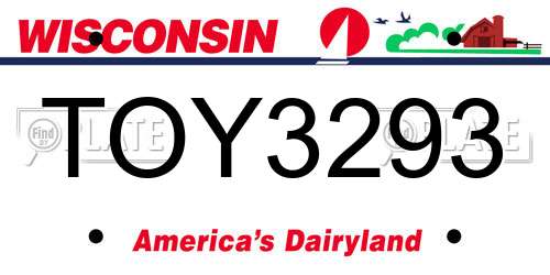 TOY3293 Wisconsin License Plate