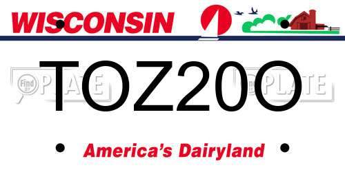 TOZ20O Wisconsin License Plate
