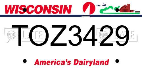 TOZ3429 Wisconsin License Plate