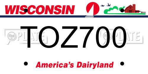 TOZ700 Wisconsin License Plate