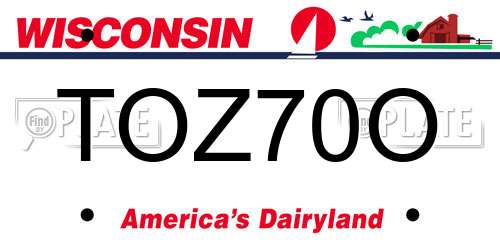 TOZ70O Wisconsin License Plate