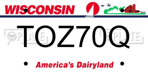 TOZ70Q Wisconsin License Plate