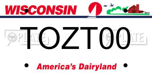 TOZT00 Wisconsin License Plate