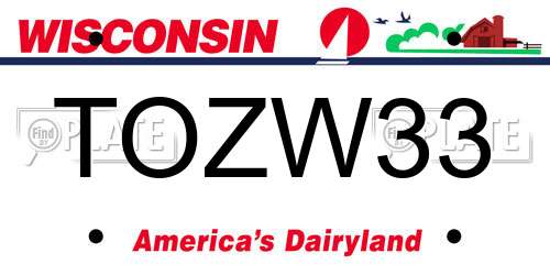TOZW33 Wisconsin License Plate
